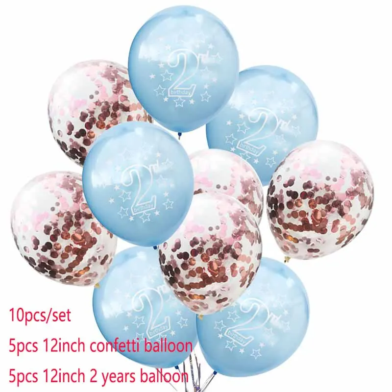 Счастливый 2 года День Рождения шар деко крещение мальчик воздушные шары для дня рождения вечерние украшения дети латексные конфетти шары детский душ S6XZ