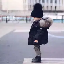 Детская одежда Хлопок Зима Новые Детские меховой воротник хлопковая верхняя одежда высокое Качественный хлопок пальто для мальчиков