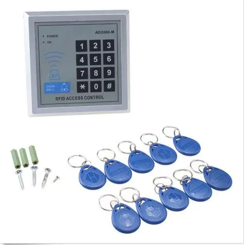 

125KHZ Security RFID Proximity Door Entry Keypad Access Control System Reader with 10 KeyFobs/Tag