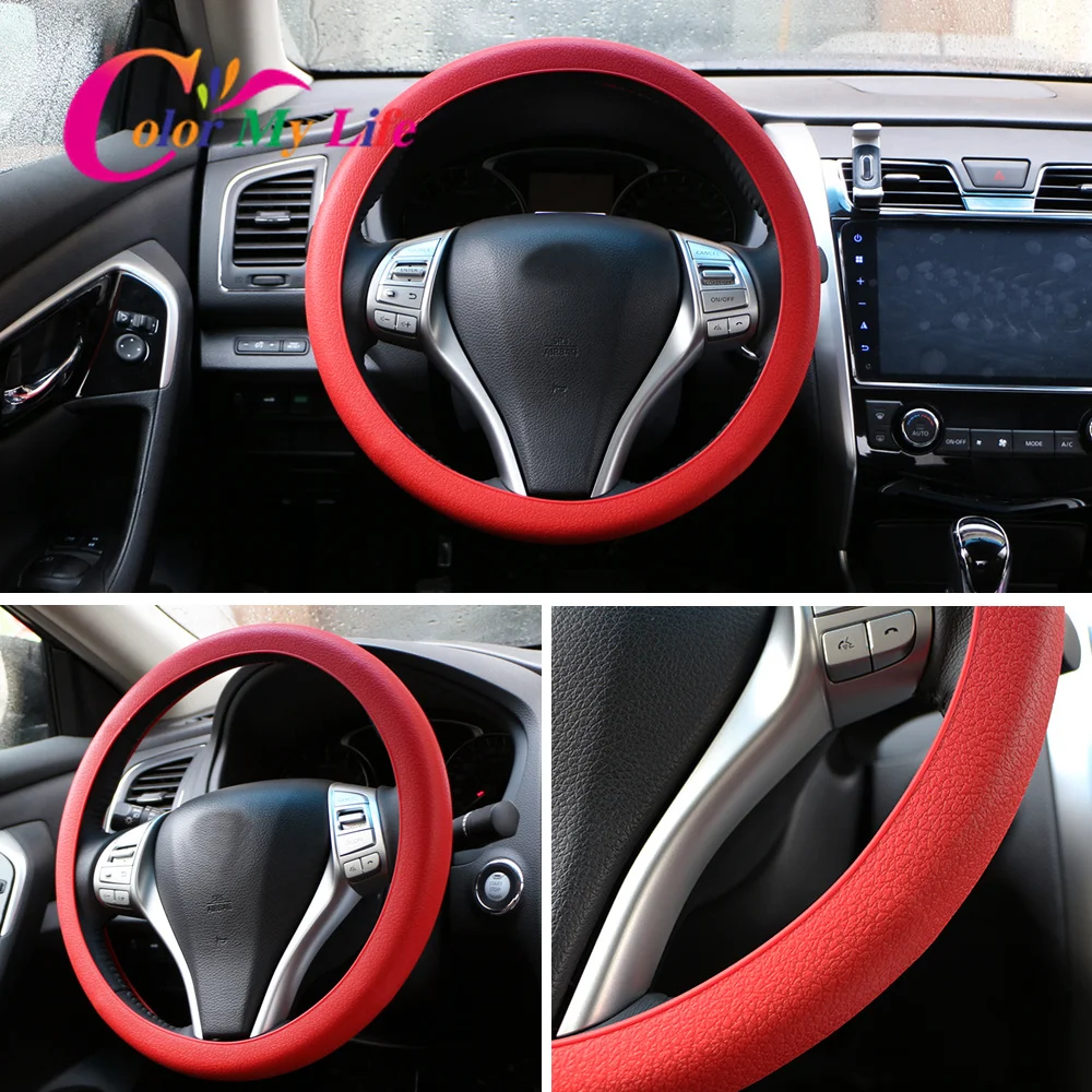 38cm Silicone Car Steering Covers for Ford Focus 2 3 4 Kuga Escape Everest Explorer Ka Ranger Mondeo Fiesta Ecosport C-MAX Cmax