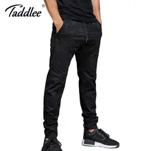 Taddlee бренд Jogger Брюки мужские активные обтягивающие базовые черные стильные джинсы с открытой щиколоткой повседневные узкие джинсы спортивные брюки