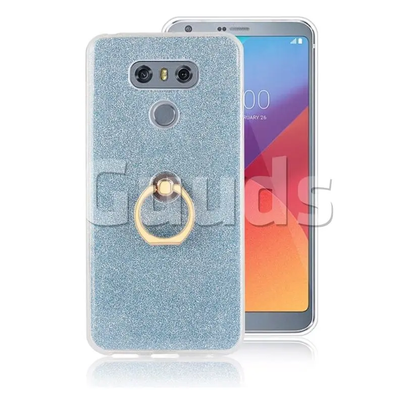 Luxury Soft TPU Glitter Back Ring Cover with 360 Rotate Finger Holder Buckle for LG G6 - Blue