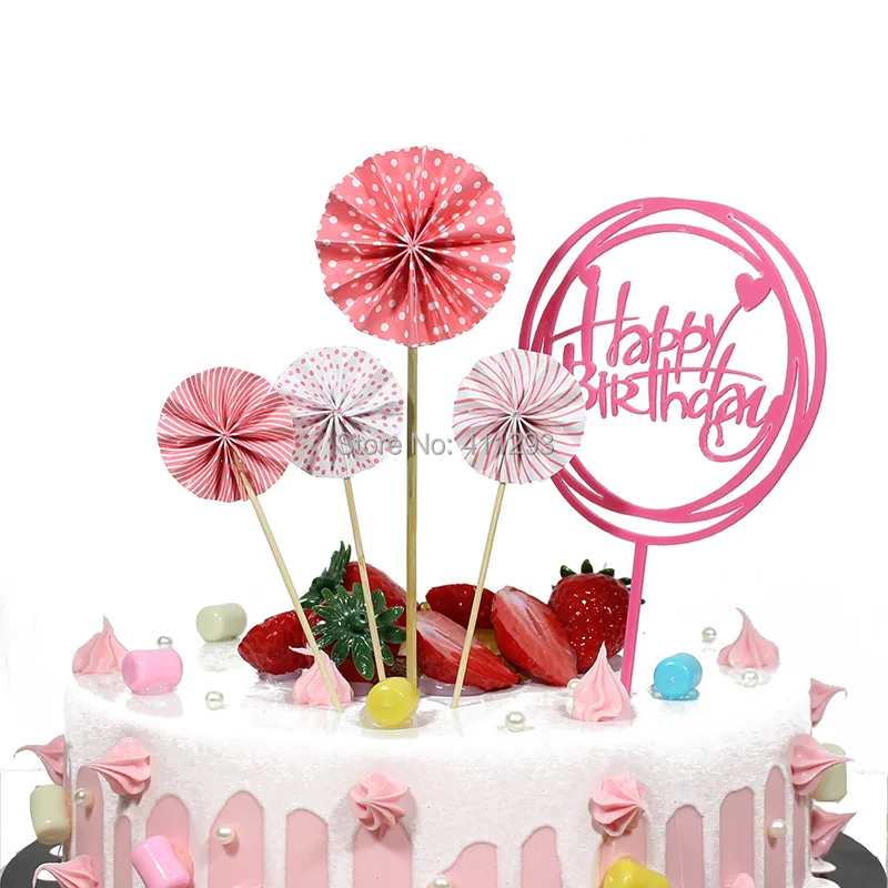 Топпер для торта на день рождения украшения для дня рождения акриловый топтопфлаги Золотой Серебряный Розовый Черный С Днем Рождения