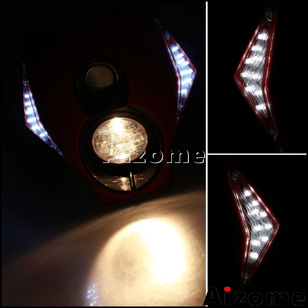 Мотоцикл светодиодный головной обтекатель для Honda Suzuki CR РМЗ DR KLX 250 CRF450 DRZ400 TTR EXC SX