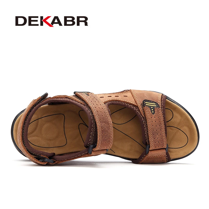 DEKABR Summer Big Size Men's Sandals British Fashion Genuine Leather Beach Shoes Mens Casual Massage Non-Slip Slippers Flats DEKABR Summer Big Size Men's Sandals British Fashion Genuine Leather Beach Shoes Mens Casual Massage Non-Slip Slippers Flats