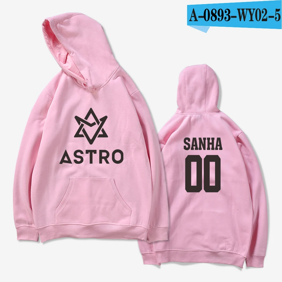 Frdun Tommy Kpop ASTRO Hoodies Moletom STAR Group Spring Women/Men Harajuku Sweatshirt Casual Hoodie Men/Women Clothing - Цвет: pink