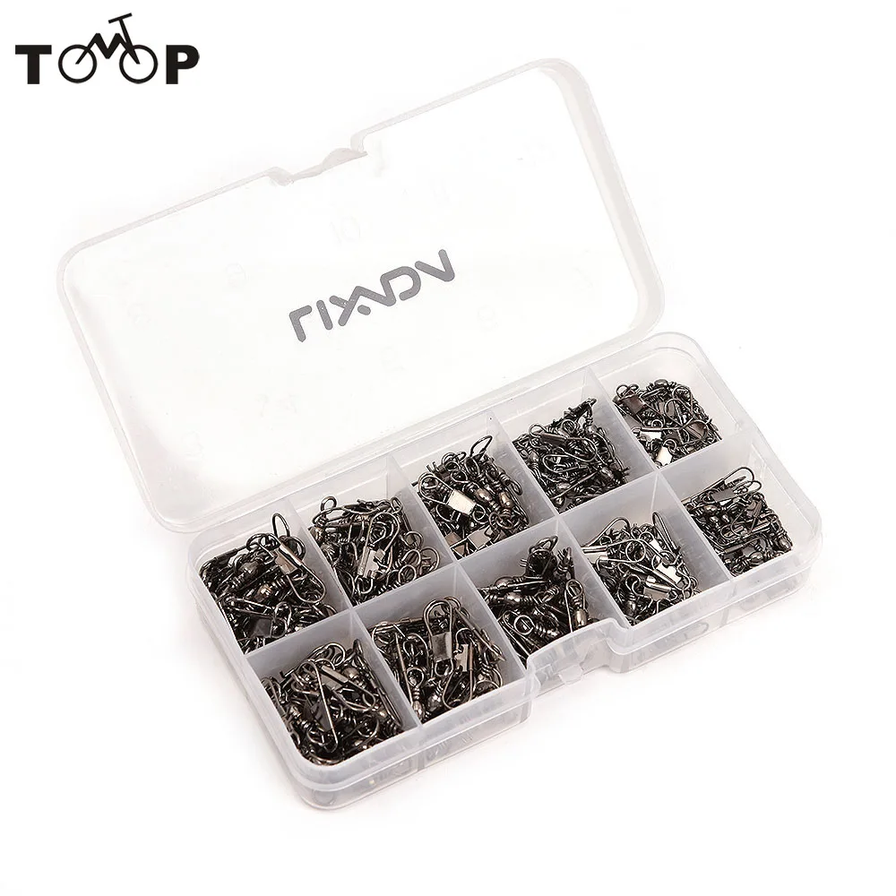 

Lixada 200Pcs Swivel Solid Rings Fishing Connector Fishing Swivels Snap 5#/7#/9#/11#/13# Fishing Tools