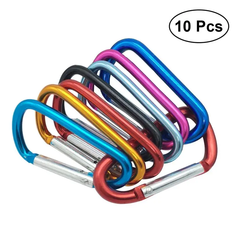 

10 PCS D-Shaped Carabiner Heavy Duty Lightweight Carabiner Self Locking Snap Keychain for Camping Climbing (Random Color)