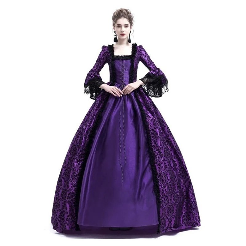 Medieval Palace Queen Princess Luxury Lace-up Dress Halloween Cosplay Costume