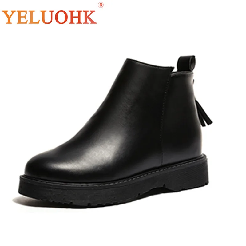 Beste Chelsea Laarzen Vrouwen Pluche Warme Winter Schoenen Vrouwen Zwarte Enkellaarsjes Voor Vrouwen Winter Laarzen Hak 4 cm