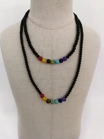 

OAIITE Choker 7 Chakra Necklace Men Black Onyx 6mm 8mm Beads Necklace for Women Wisdom Natural Stone collar hombre Beaded Jewelr