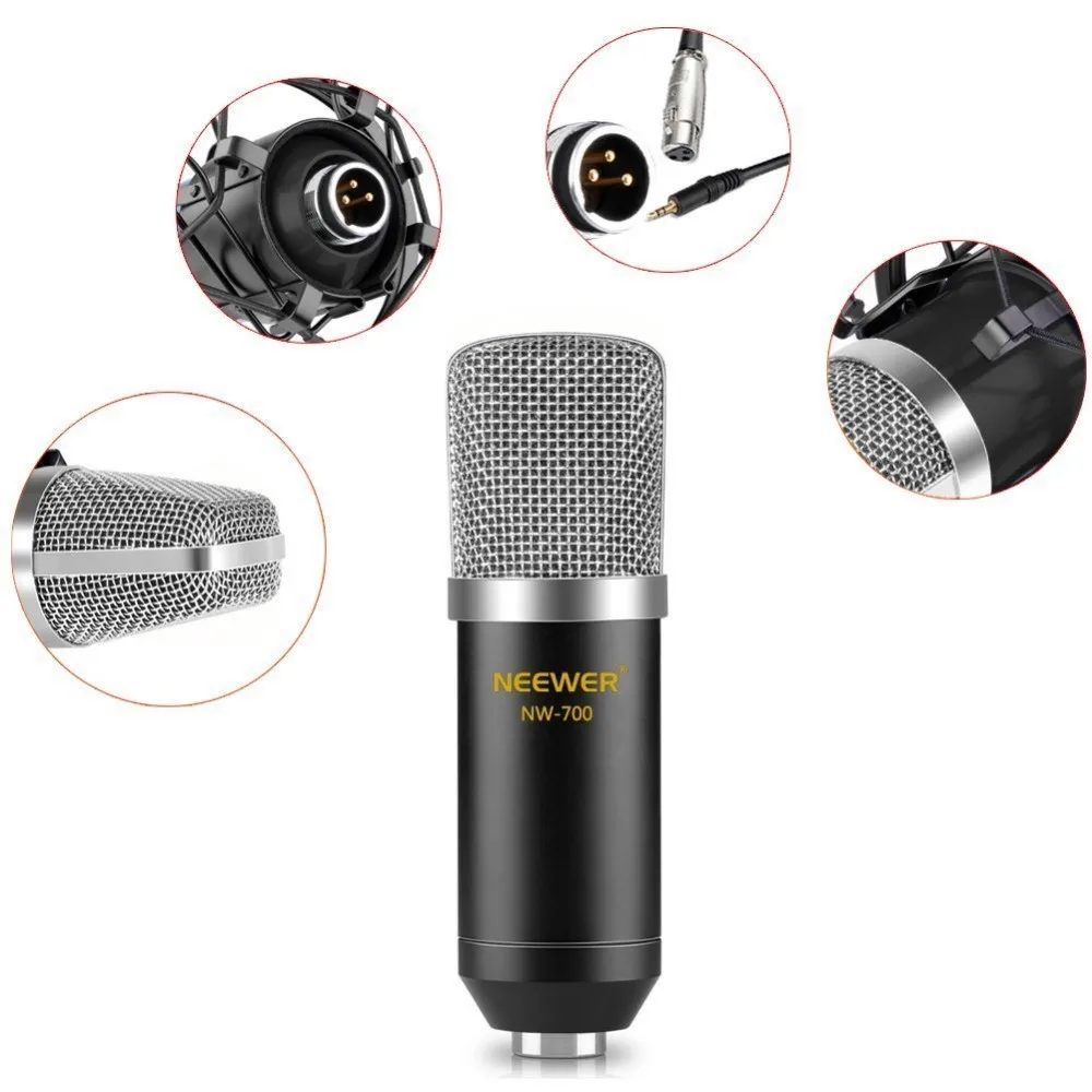 Neewer Комплект NW-700 Профессионального Студии Вещательного и Звукозаписывающего Конденсаторного Микрофона с Подставкой Микрофона и