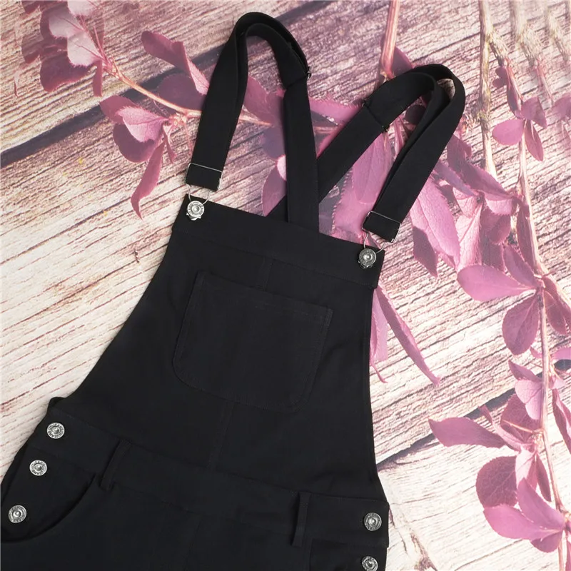 2017 Spring Womens Denim Overalls Solid Jumpsuits Office Casual Hole Pocket Sleeveless Jumpsuits Pencil Pant Real Photo