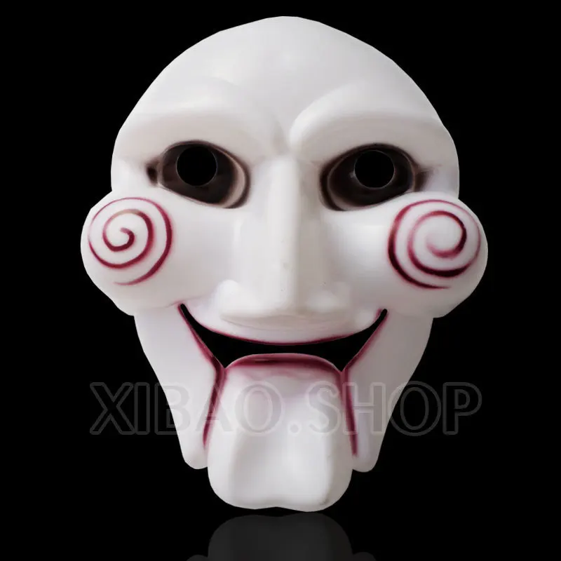 2PCS Saw Movie Jigsaw Puppet Mask Halloween Full Mask Head Latex Creepy Scary Free shippingin