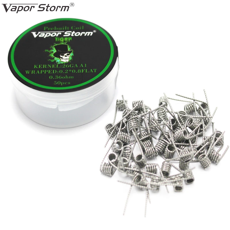 

RDA Heating Coiling 50 Pieces/box Vapor Storm Flat twisted Fused Hive Clapton Coils Prebuilt Wrap Wire Heating Wire Coil A1 Wire