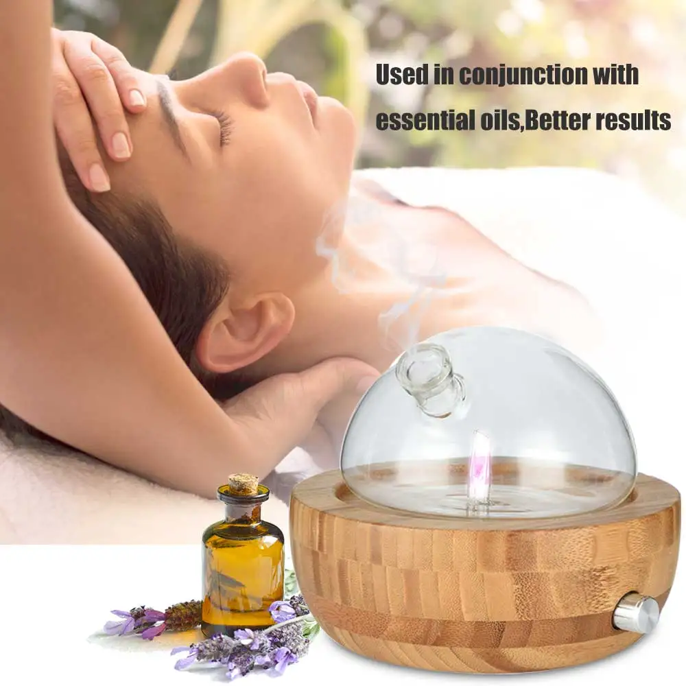Koop Bamboe Glas Essentiële Olie Vernevelaar Aromatherapie Diffuser Luchtbevochtiger Low Noise Mist Controle Timer Luchtbevochtigers voor Thuis