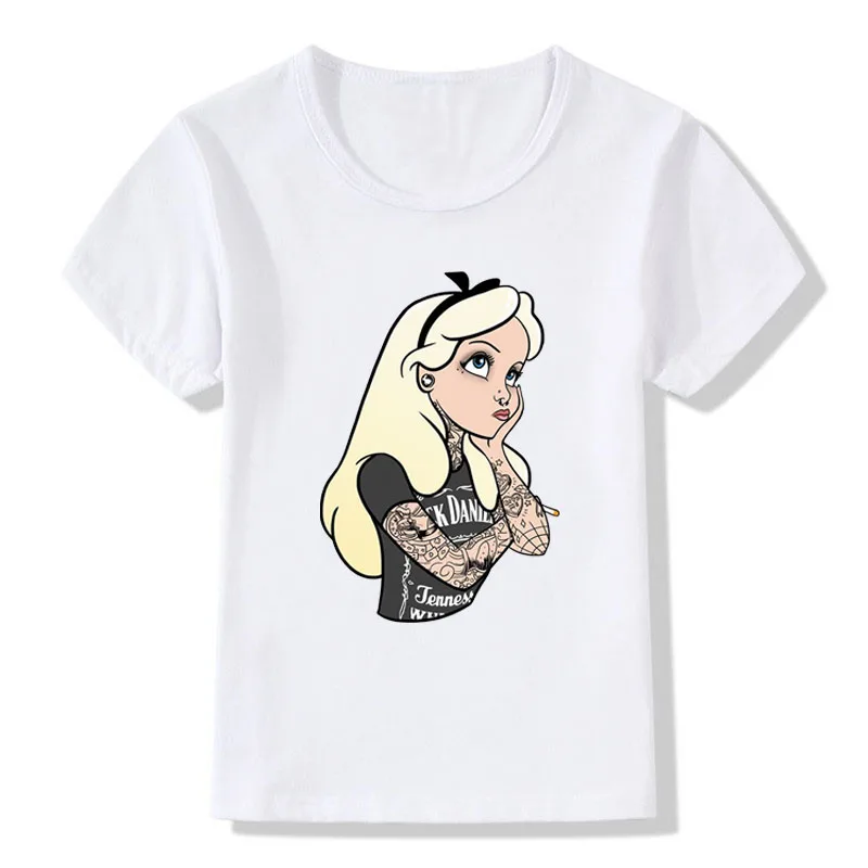 TEESCLUB/Летняя одежда для маленьких девочек; коллекция года; модная футболка принцессы с принтом; детская белая футболка с короткими рукавами; хипстерская рубашка для девочек - Цвет: C3