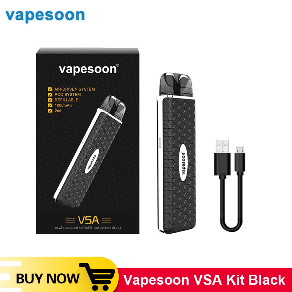 Original Vapesoon VSA 1000mAh Pod System Starter Kit Built-in battery 2ml Capacity Air-driven system E- cigarette | Электроника