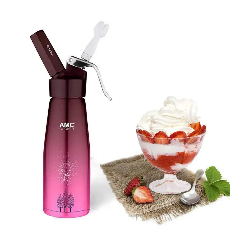 

Profession Whipped Cream Dispenser Maker Whip Cream Whipper 500ML Aluminum 2 Holders with 3 Decorating Nnozzles Leak Proof 2019