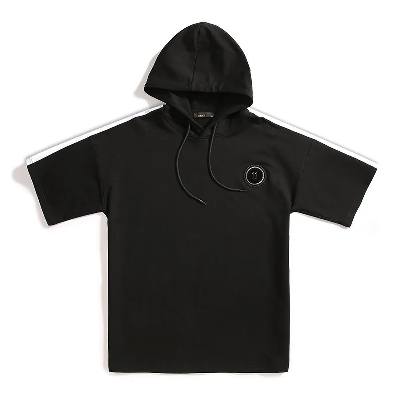 GXXH Мужская футболка размера d размера плюс 3XL 4XL 5XL 6XL 7XL костюм для 80-140 кг Мужская футболка с капюшоном и буквенным принтом с коротким рукавом черного цвета