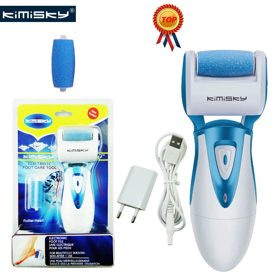 

KIMISKY Red RECHARGEABLE Top Electric Pedicure Tools Foot File Electric PK Scholls file Foot Care Tool +1 Roller Heads +Box
