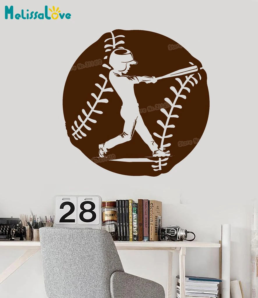 Vinyl Wall Decal Baseball Player Boy Ball American Sport Game Stickers Home Decor For Kids Baby Room Art Unique Gift YY758 | Дом и сад