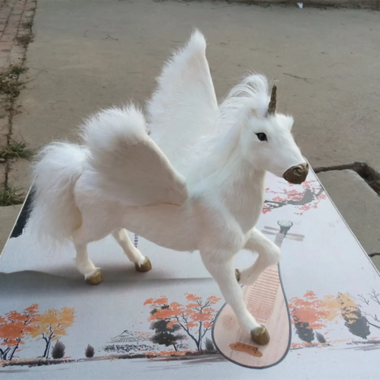 

Simulation model of big horse pegasus, film and television props fur animals specimens showrooms furnishing articles