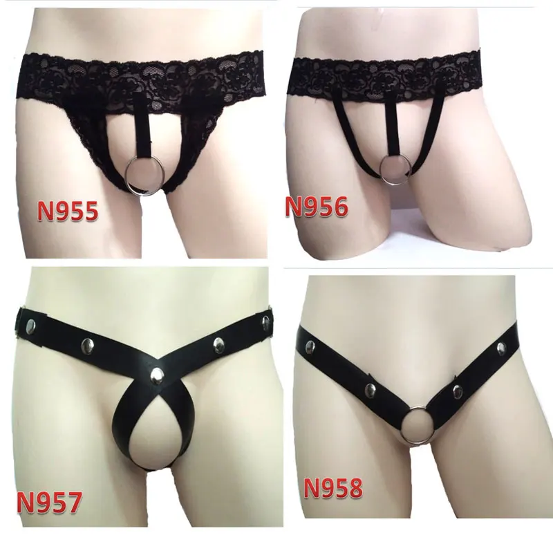 

Sexy Men Lace Cock Ring Hollow Out G-string Sexy Bikini Underwear Underpants with O-Ring Gay Sexy Panties Gay Wear T back F4
