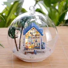 MG008 самодельный стеклянный шар Кукольный дом Вилла деревянный кукольный домик миниатюрные игрушки ручной работы Средиземноморский стиль