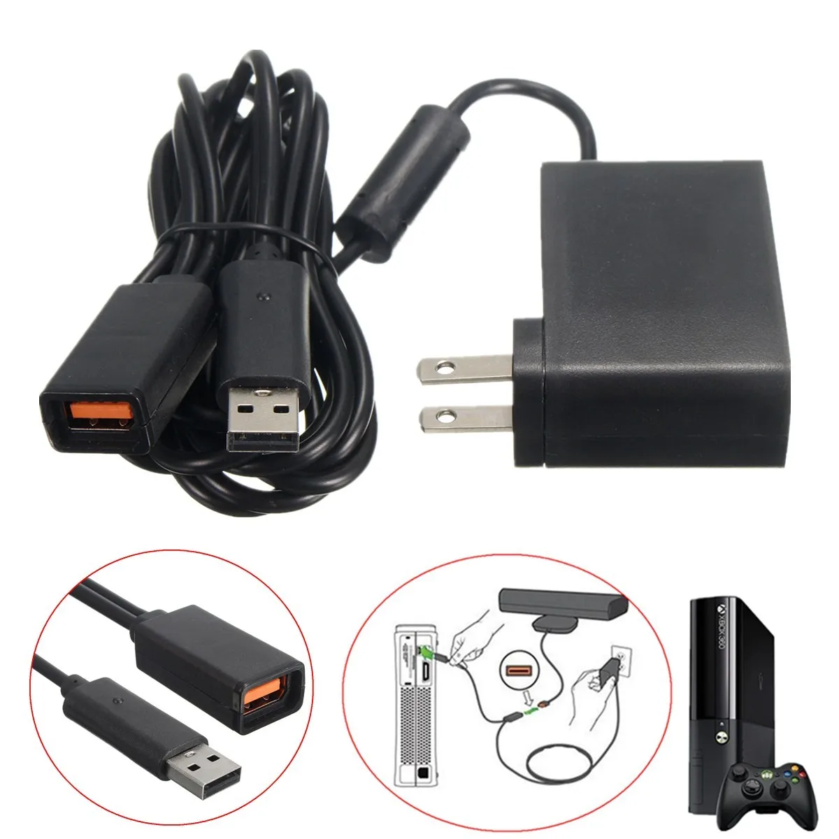 Источник питания AC 100 V-240 V EU Plug US Plug адаптер usb зарядное устройство для microsoft для Xbox 360 Kinect сенсор черный