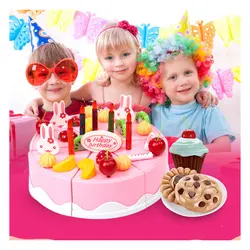 N170 дети имеют семьи игрушки 54 шт. из кухонная утварь Комплект Фрукты торт ко дню рождения разреза, чтобы увидеть Creative Assembly игрушки