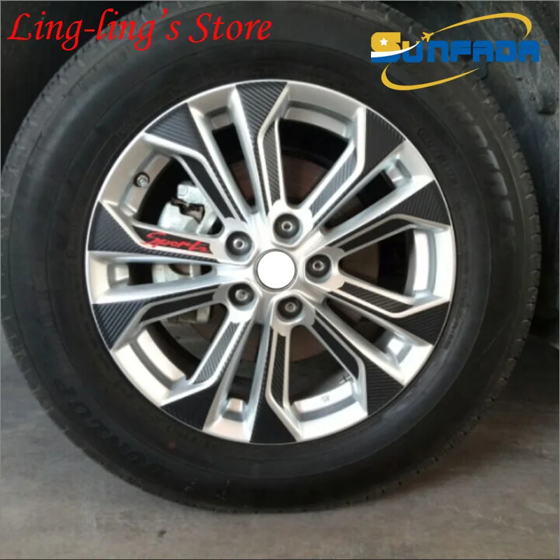 

SUNFADA Black Carbon Fiber Vinyl Wheel Hub Sticker For NISSAN X-TRAIL 2014 2015 External Decal Car Styling