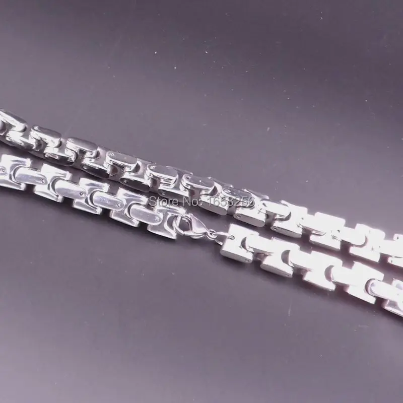9 мм 24 дюйма высокого качества 316L из нержавеющей стали квадратные интерлок кости звеньевая цепь ожерелья в мужские крутые ювелирные изделия