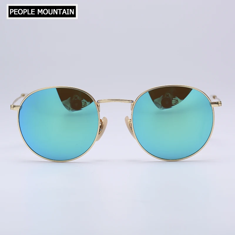

High quality Round Metal Top grade Sunglasses Eyewear Flash Colorful Glass Lens Men Women Travel Optical UV400 Sun Glasses 3447