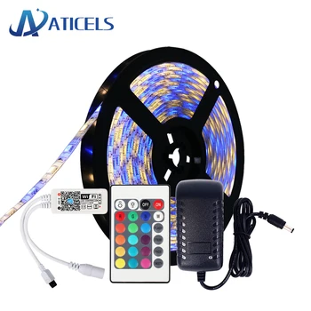 

DC12V LED Strip RGB RGBW RGBWW SMD 5050 60LEDs/m 5M LED Strip WIth WiFi Bluetooth Controller And 12V Power Supply