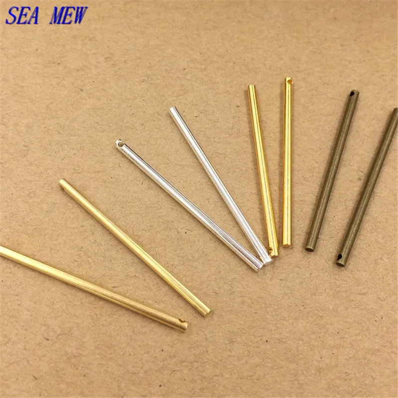 

SEA MEW 40mm Fashion Raw Brass Antique Bronze Silver Gold-color Long Cylinder Pendant Connectors For Earring Jewelry Making
