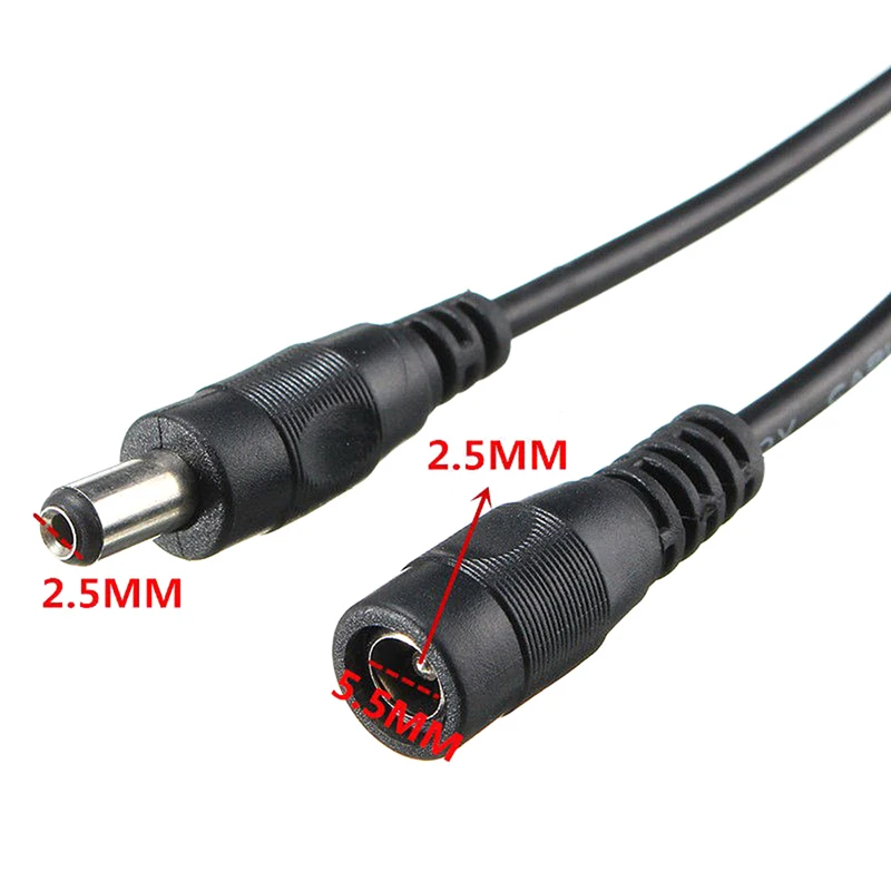 

1/3/1.5M 5.5x2.5mm DC 12V Power Extension Cable Cord Adapter For CCTV Cameras Power supply