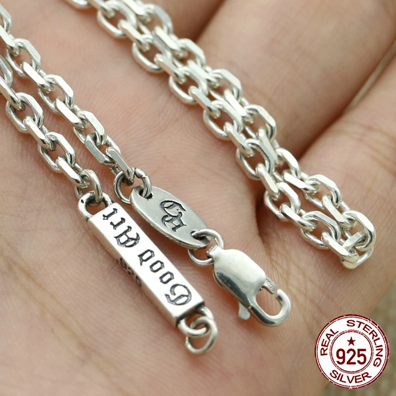 

100% S925 sterling silver men's necklace personality fashion retro hip hop punk jewelry letter shape to send a gift of love hot