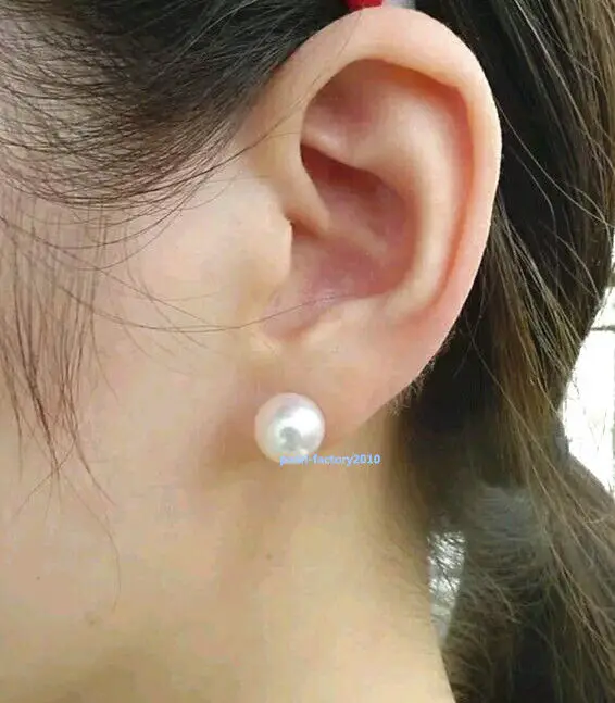 

Free shipping + 11-12mm South Seas white pearl earrings with 14 KGP