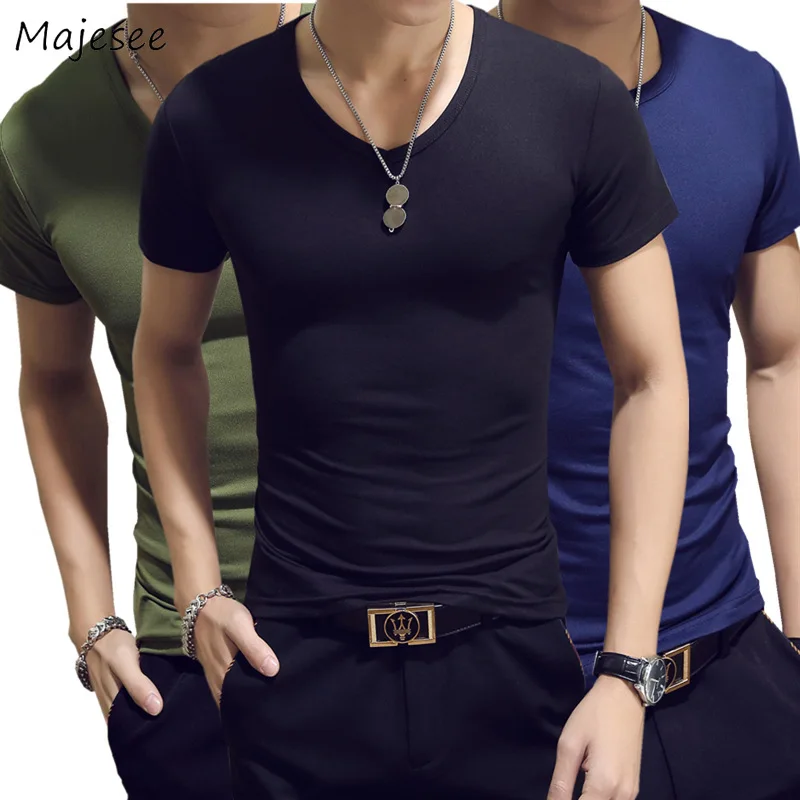 

T-shirts Men O-Neck Slim Leisure Simple All-match Short Sleeve Trendy European Style Soft T-shirt Mens Breathable Large Size Top