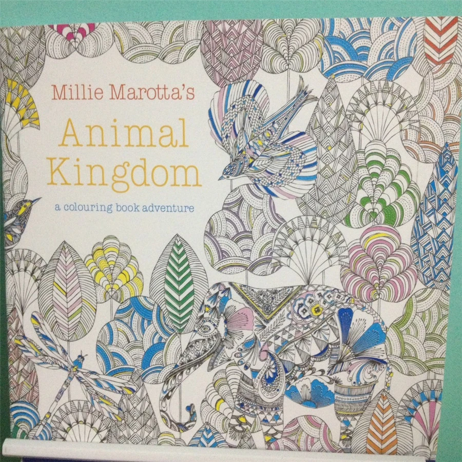 Download 24 Pages Animal Kingdom English Edition Antistress Coloring Book For Children Adults Graffiti Painting Drawing Art Book Book Puzzle Book Notepadbook Shelf Aliexpress