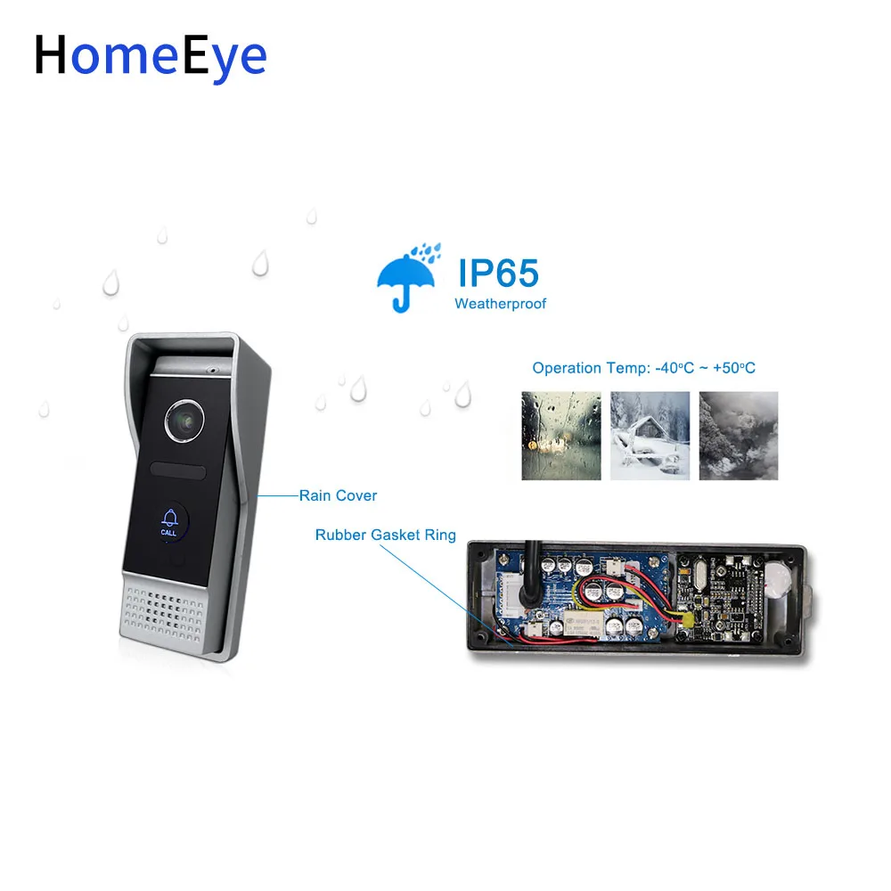 4 проводной видеодомофон HomeEye 1200TVL дверной звонок водонепроницаемый
