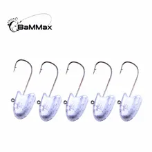 Bammax fishing hook 5pcs 3.5g 2.5cm 5.0g 2.6cm Jig head Lead hook carp fishing Soft Lure worm Jigging Hooks fishing accessories