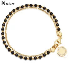 Noter Bohemian Gold Color Link Chain Bracelet Charms Small Acrylic Beads Braclet For Women Girls Hand Jewelry Accessories