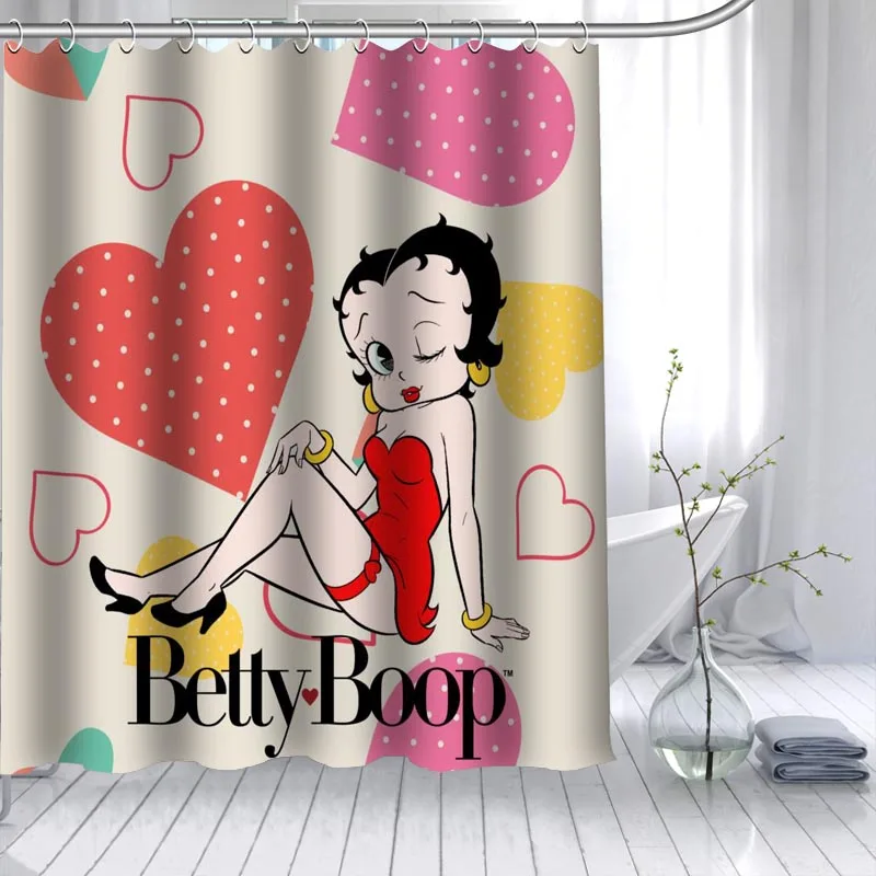 ShunQian Betty Boop горячая Распродажа занавеска для душа полиэфирная ткань 12 крючков для ванной комнаты водостойкая защита от плесени для ванной шторы