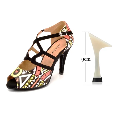 Ladingwu/Брендовая обувь для латинских танцев; женская обувь синего/оранжевого цвета в африканском стиле; Обувь для бальных танцев; женская обувь для сальсы; обувь для танцев; черная замша - Цвет: Orange 9cm