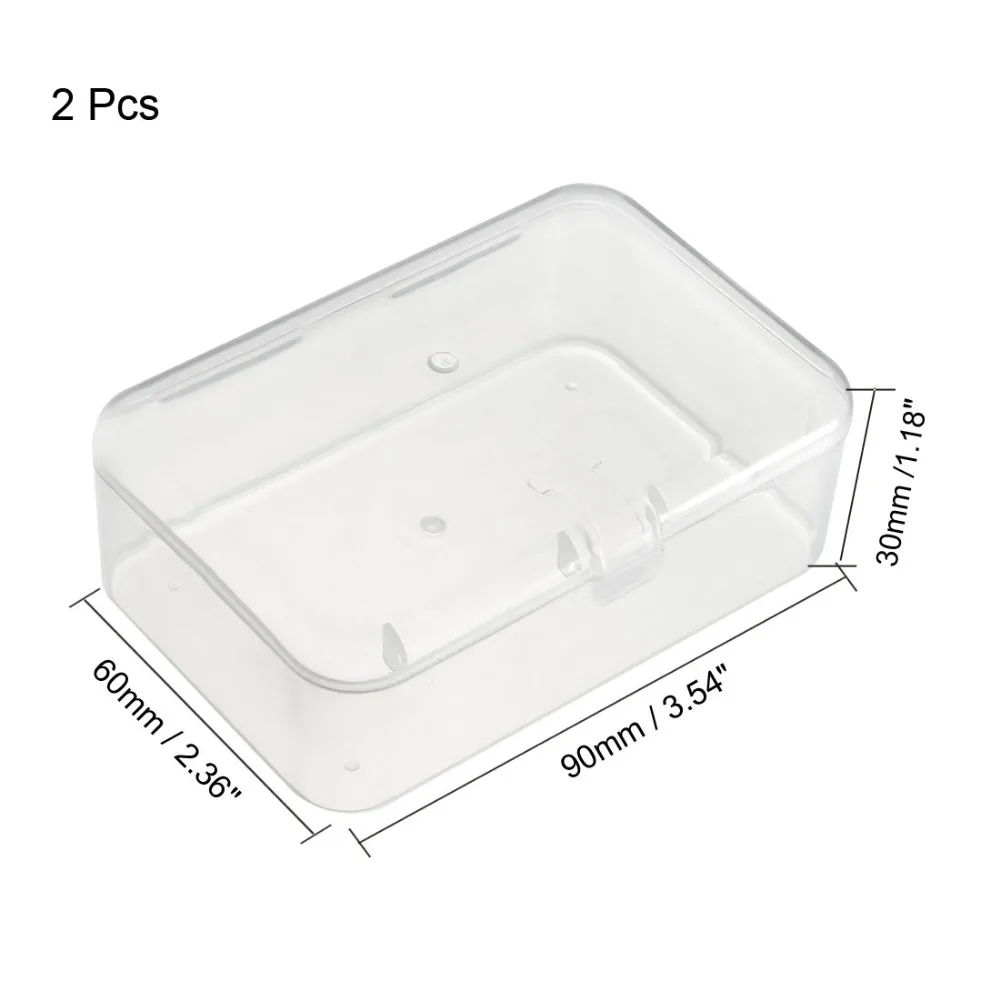 Uxcell 2pcs/lot Single Buckles Clear White Plastic Component Storage Box Electronic Component Containers Tool Boxes 90x60x30mm