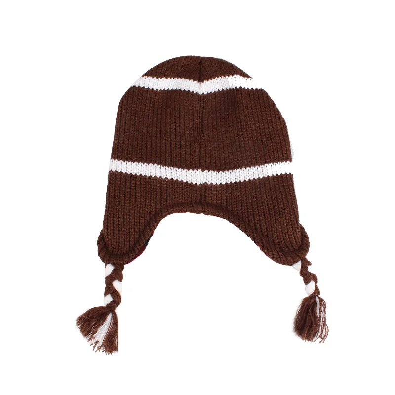 2PCS Kids Beanie Hats Cotton Brown Knitted Hat Gloves Sets Autumn Velvet Boys Girls Skullies Warm Children Winter Earflap Hats (6)