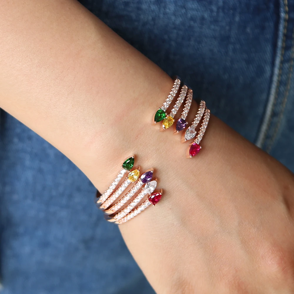 Sparing Bling Tear Drop Cubic Zirconia Cz Birthstone Various Stone Open