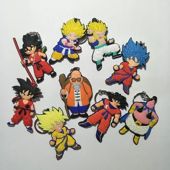 

9style Dragon Ball Z Super Saiyan Son Goku Vegeta Master Roshi Action Figure Printed Soft Boy's Keychain Key Ring Pendants Doll